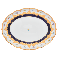 Starter- And Dessert Plate, Shape "B-Form", Strewn Flowers, Royal Blue ...